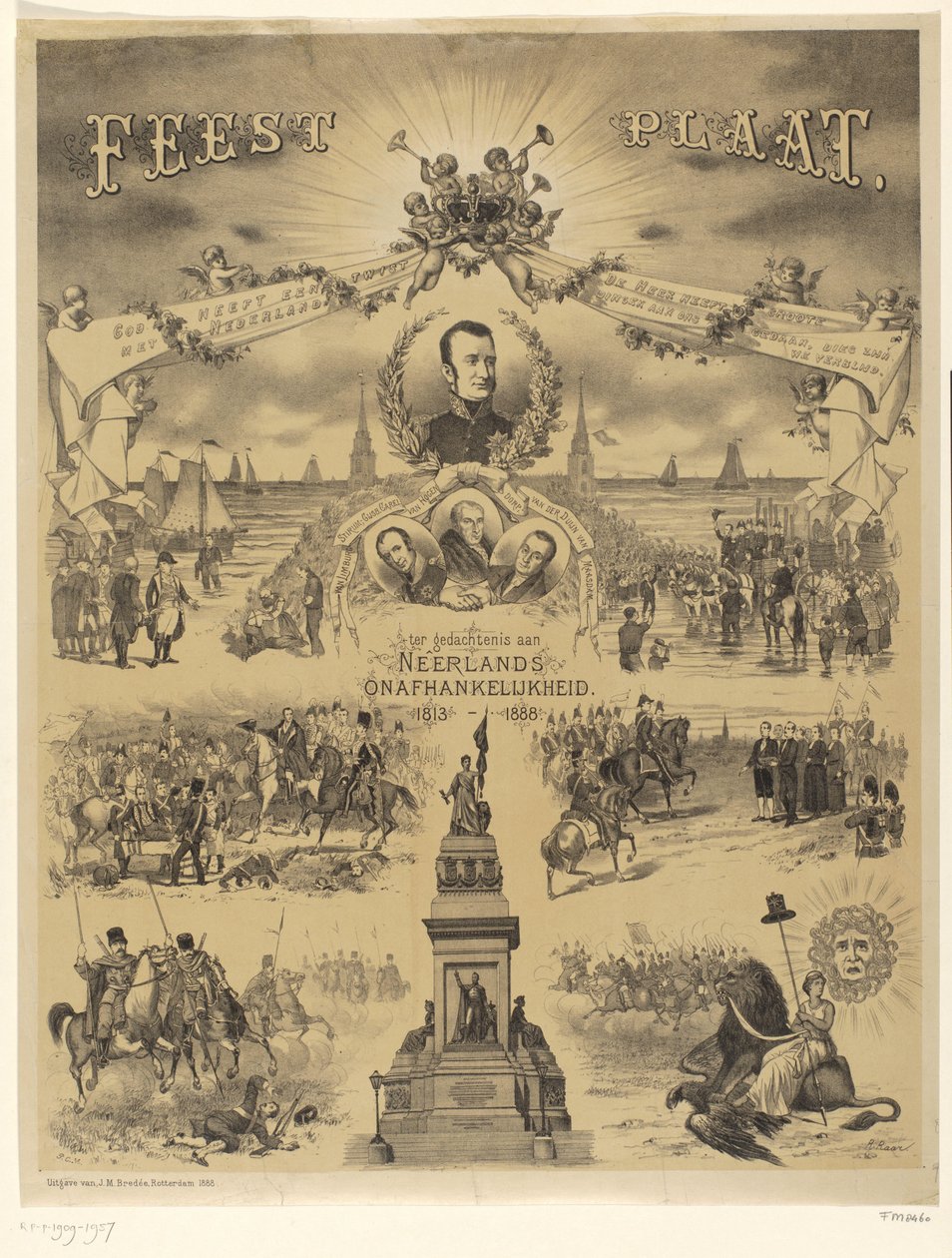 Hollanda Bağımsızlığı anısına kutlama plakası, 1813-1888 (nesne üzerindeki başlık) by Roelof Raar