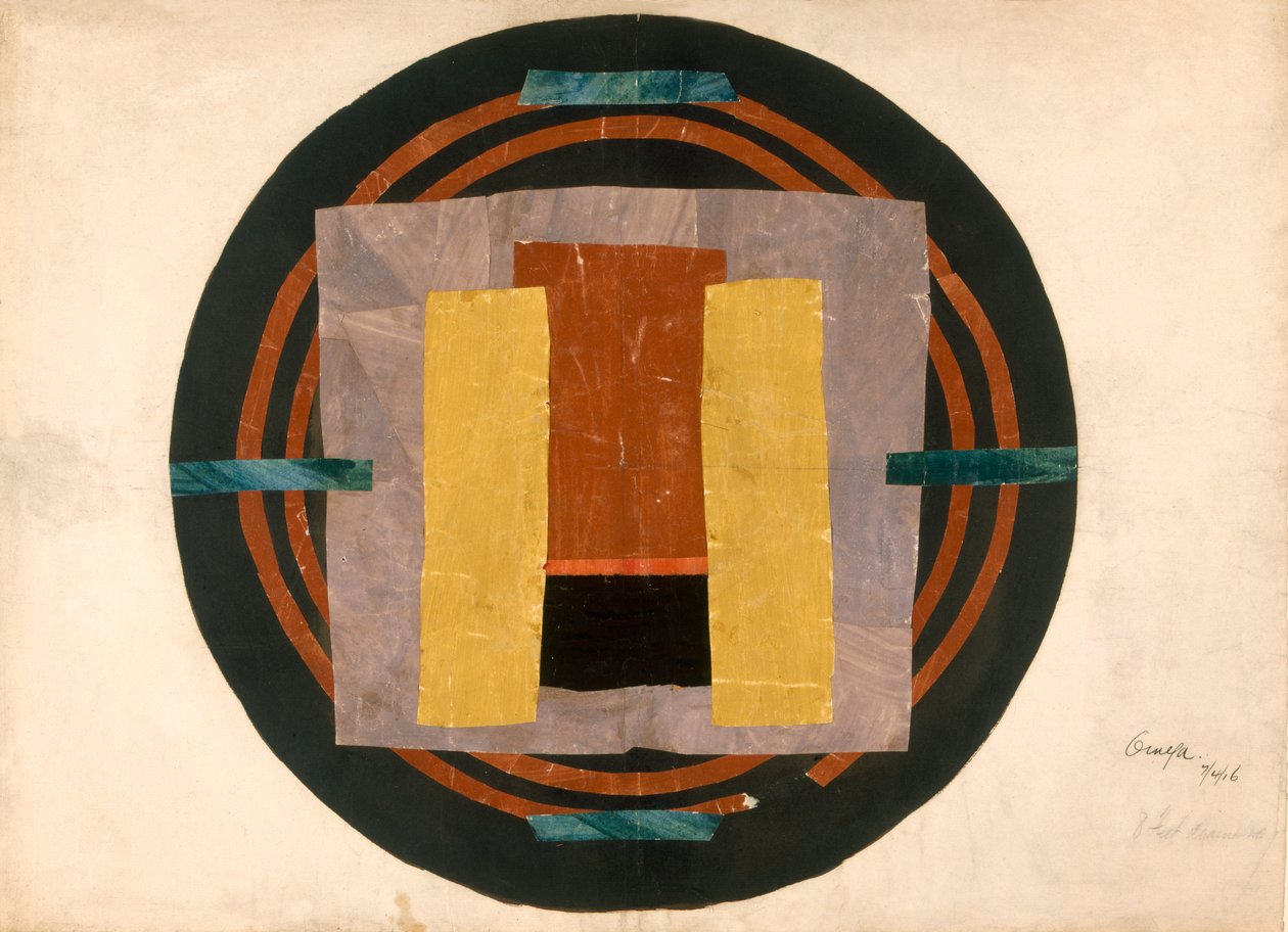 Bir halı için dairesel tasarım, 1916 (kağıt üzerinde wc ve kolaj) by Roger Eliot Fry