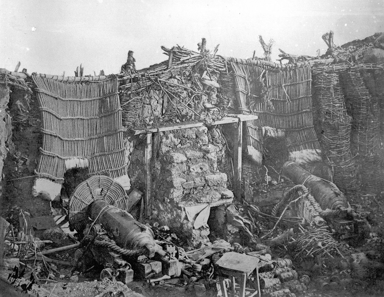 A Two Gun Battery during the Crimean War, c.1855  by Roger Fenton