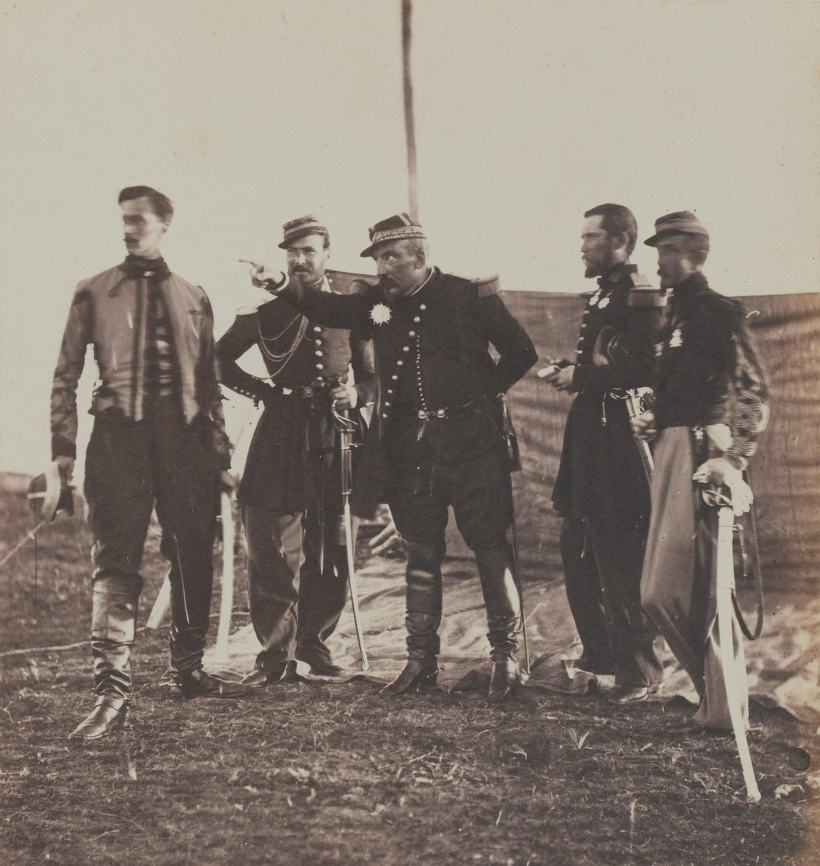 General Bosquet (1810-61) ve Kurmay, 1855 by Roger Fenton