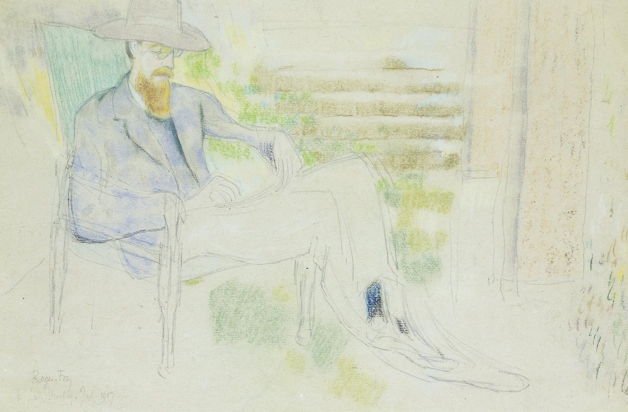 Lytton Strachey Bahçede yazıyor, by Roger Eliot Fry