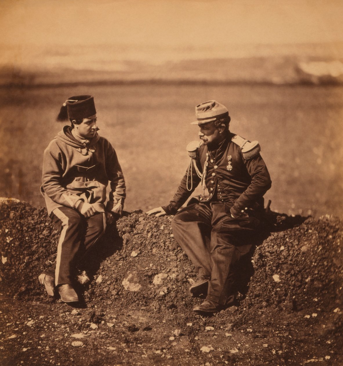 Fransız General Cisse, Genelkurmay Başkanı General Pierre Bosquet ve Aide-de-Camp, Kırım Savaşı sırasında portre, Kırım, Ukrayna by Roger Fenton