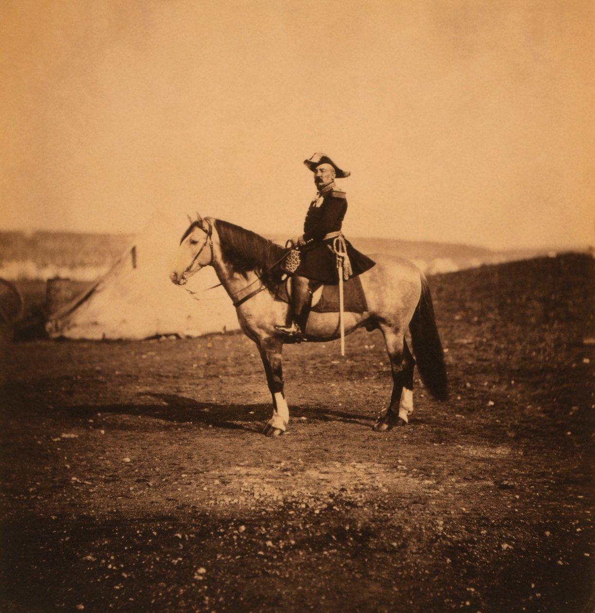 Fransız General Pierre Bosquet, At Üzerinde Oturan Portre, Kırım Savaşı, Kırım, Ukrayna by Roger Fenton