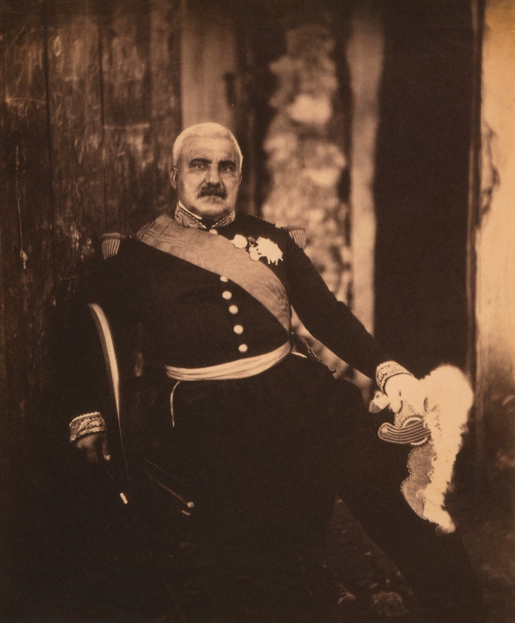Fransız Mareşal Aimable-Jean-Jacques Pelissier, Üniformalı Oturan Portre, Kırım Savaşı, Kırım, Ukrayna by Roger Fenton