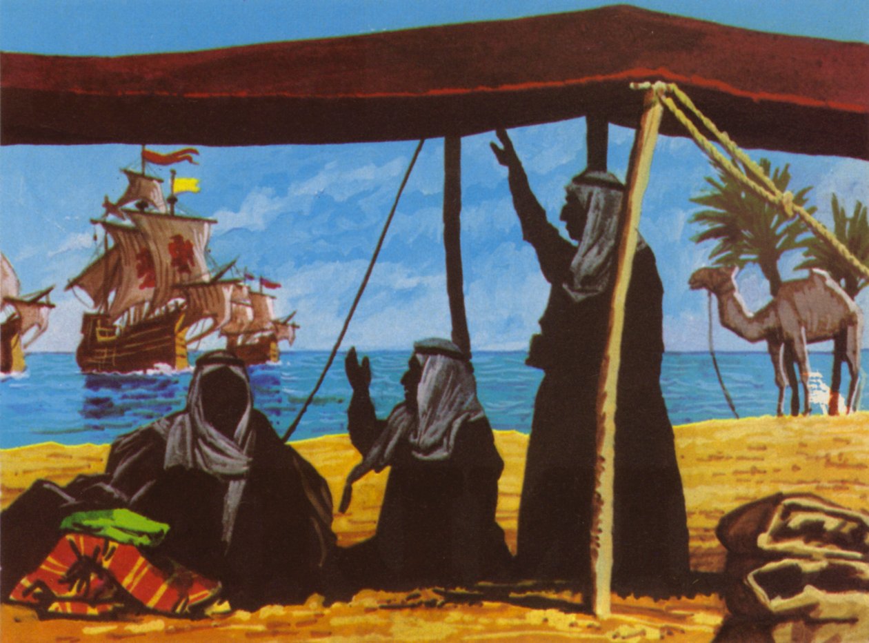 Vasco Da Gama (renkli taş baskı) by Roger Payne