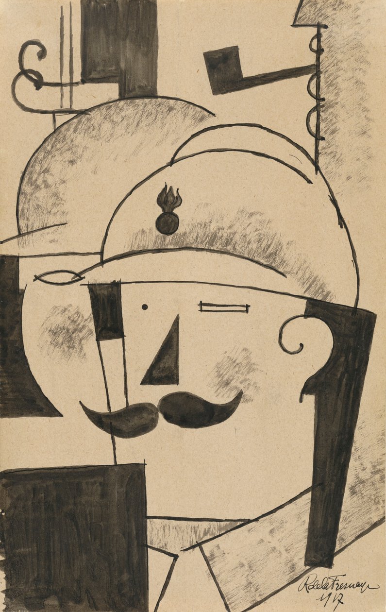 İki Miğferli Piyade by Roger de La Fresnaye