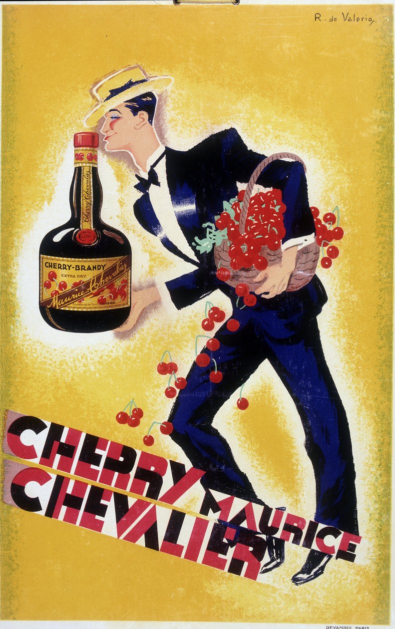 Kiraz Maurice Chevalier için reklam afişi - İllüstrasyon Roger de Valerio (1886-1951), yaklaşık. 1935 by Roger de Valerio
