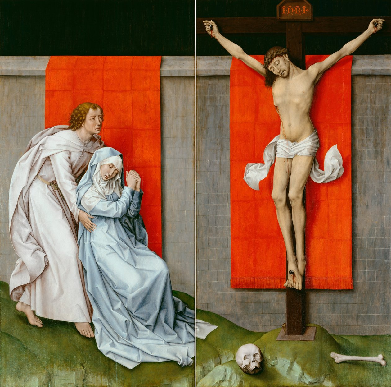 Bakire ve Aziz John Evangelist Yas ile Çarmıha Gerilme, by Rogier van der Weyden