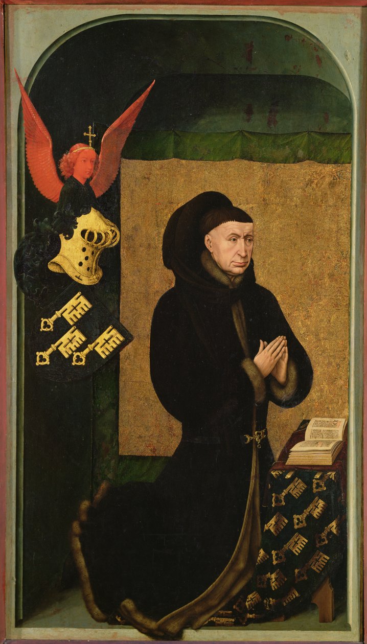 Bağışçı, Şansölye Nicholas Rolin, Duada Diz çökmüş, Son Yargı poliptiğinin arkasından, c.1445-50 (bkz. 20546, 170074 ve 170079) by Rogier van der Weyden