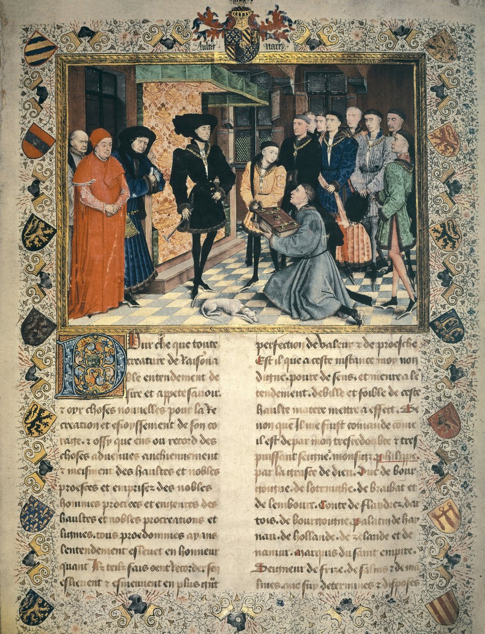 Jean Wauquelin (1452'de öldü), Hainaut günlüklerinin Burgundy'li III.Philip'e çevirisini sunar. by Rogier van der Weyden