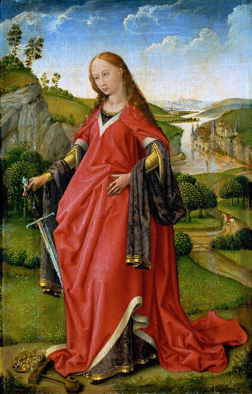 Aziz Catherine - Rogier van der Weyden (yaklaşık 1399-1464). Ahşap üzerine yağlı boya, c. 1430 veya c. 1451. Ebat : 18,5x11,8 cm. Sanat Tarihi Müzesi, Viyana by Rogier van der Weyden