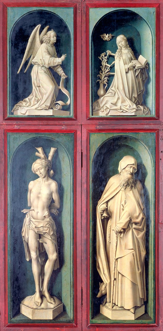 Müjde, Aziz Sebastian ve Büyük Aziz Anthony, Son Yargının arkasından paneller, c.1445-50 by Rogier van der Weyden