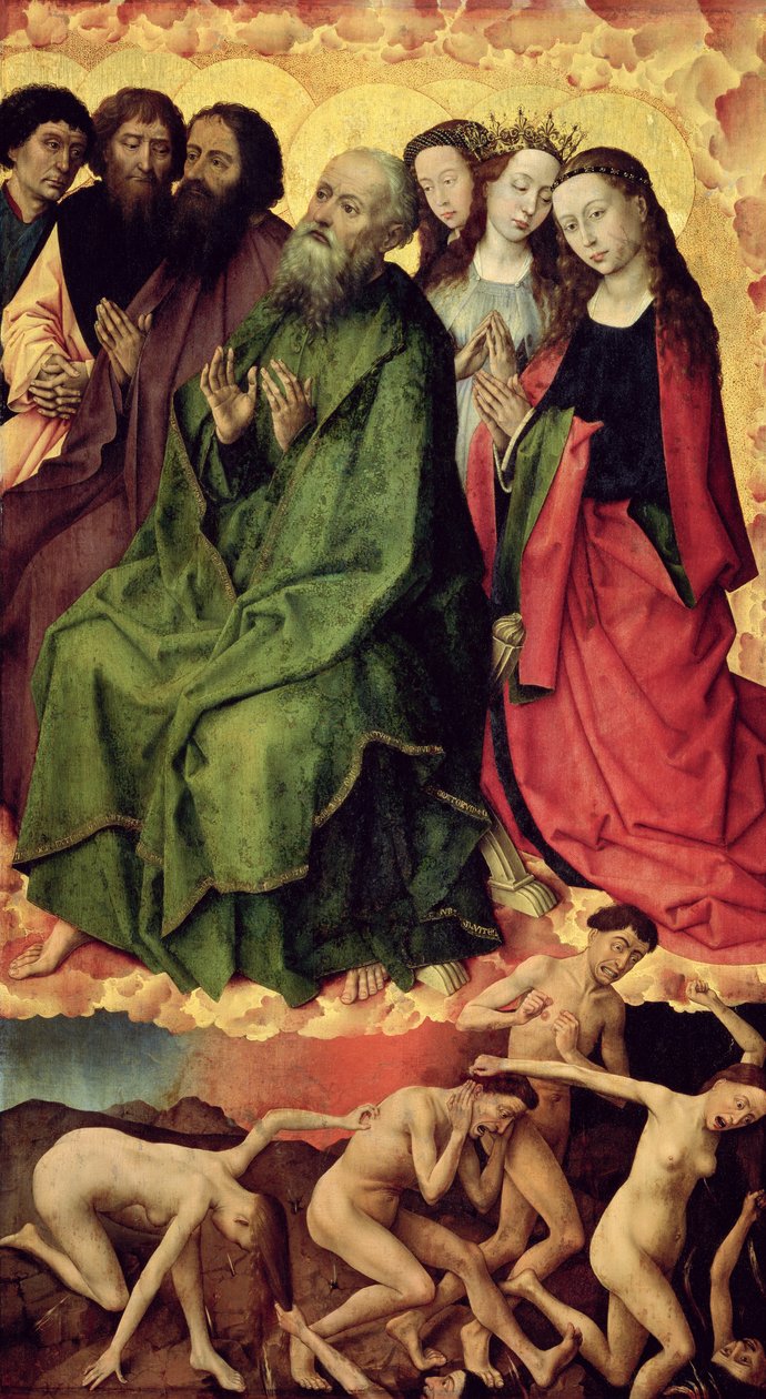 Son Yargı, lanetlilerin cehenneme girişi, c.1445-50 (panelde yağlı boya) by Rogier van der Weyden