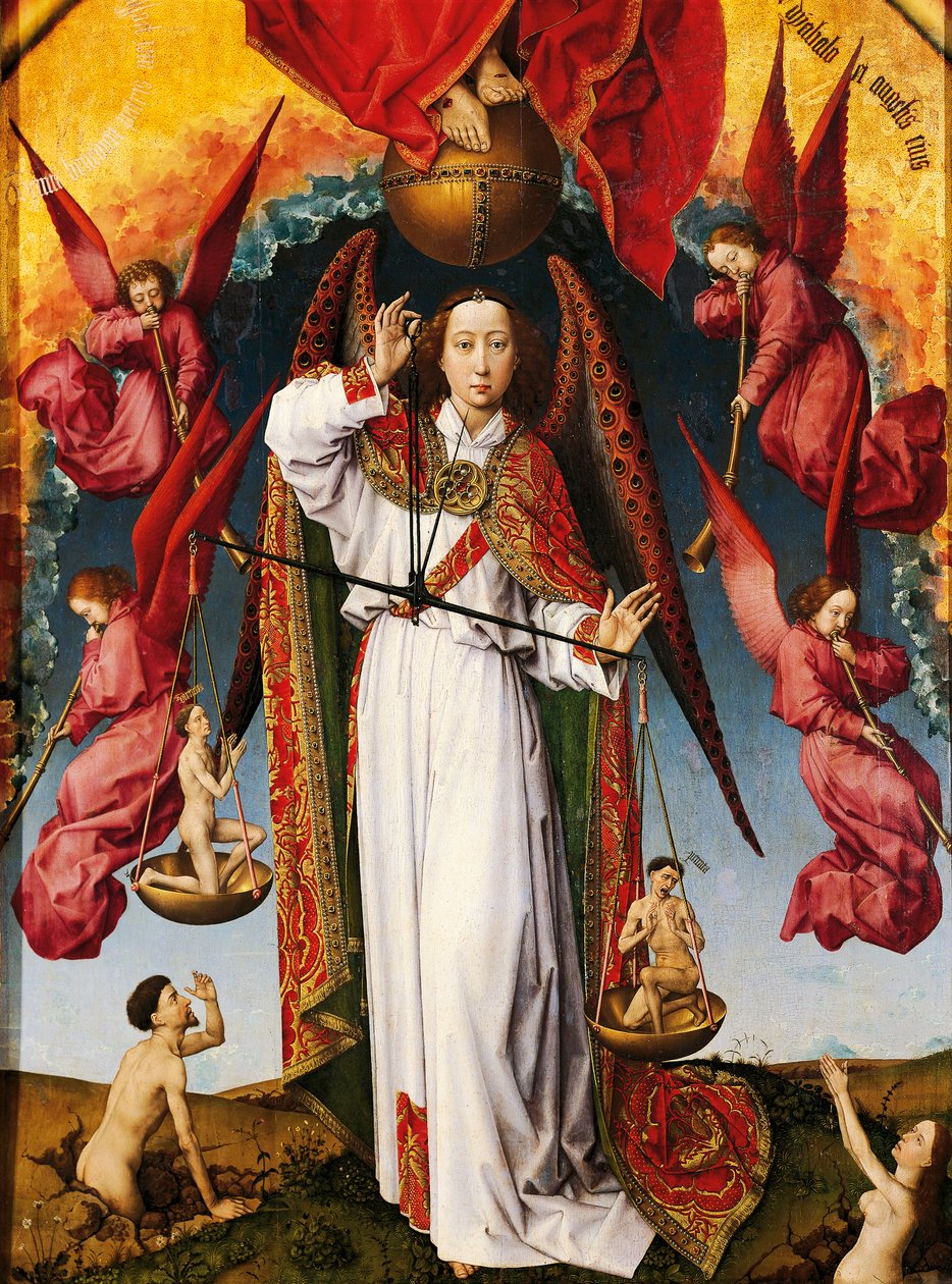 Rogier van der Weyden'in (1399-1464) Son Yargı mihrabı, tuval üzerine yağlı boya, 215x560 cm, detay by Rogier van der Weyden