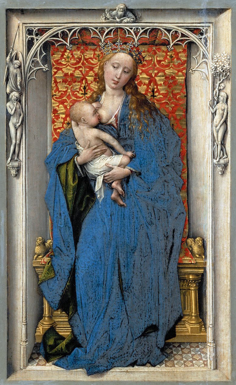 Bakire ve çocuk - Rogier van der Weyden (yaklaşık 1399-1464). Ahşap üzerine yağlı boya, c. 1430 veya c. 1451. Ebat : 18,9x12,1 cm. Sanat Tarihi Müzesi, Viyana by Rogier van der Weyden