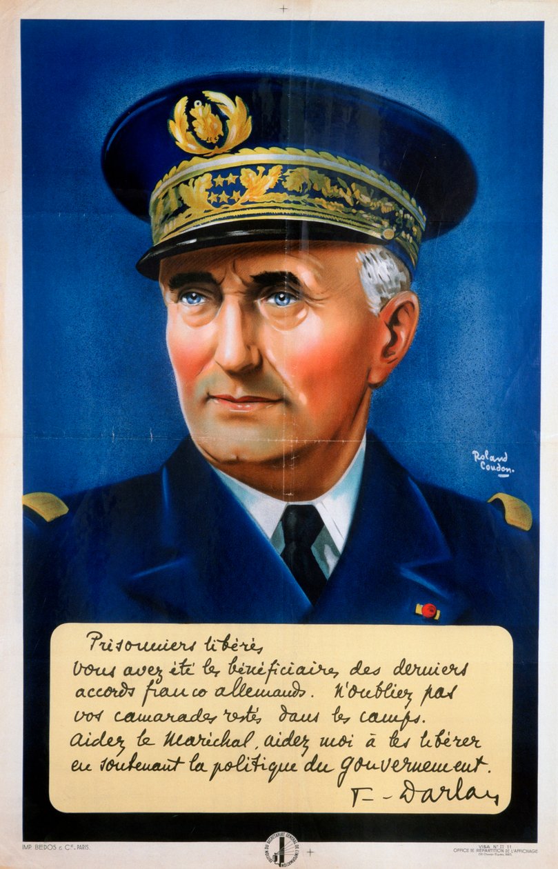 Amiral Darlan, Vichy Fransız propaganda afişi, c1940-1942 by Roland Coudon