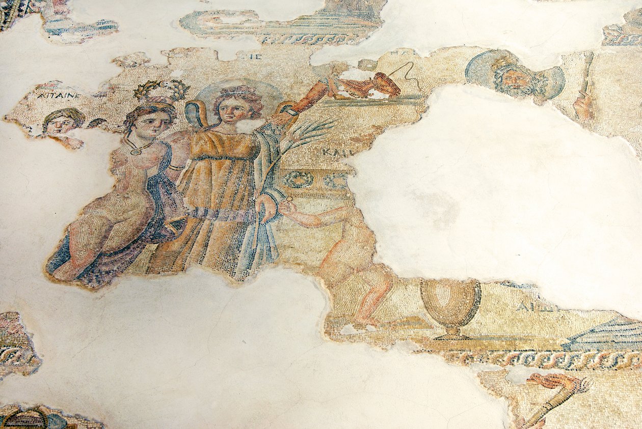 Aion, House of Aion, Baf, Kıbrıs (mozaik) tarafından değerlendirilen Cassiopeia ve Nereidler arasında bir güzellik yarışması by Roman