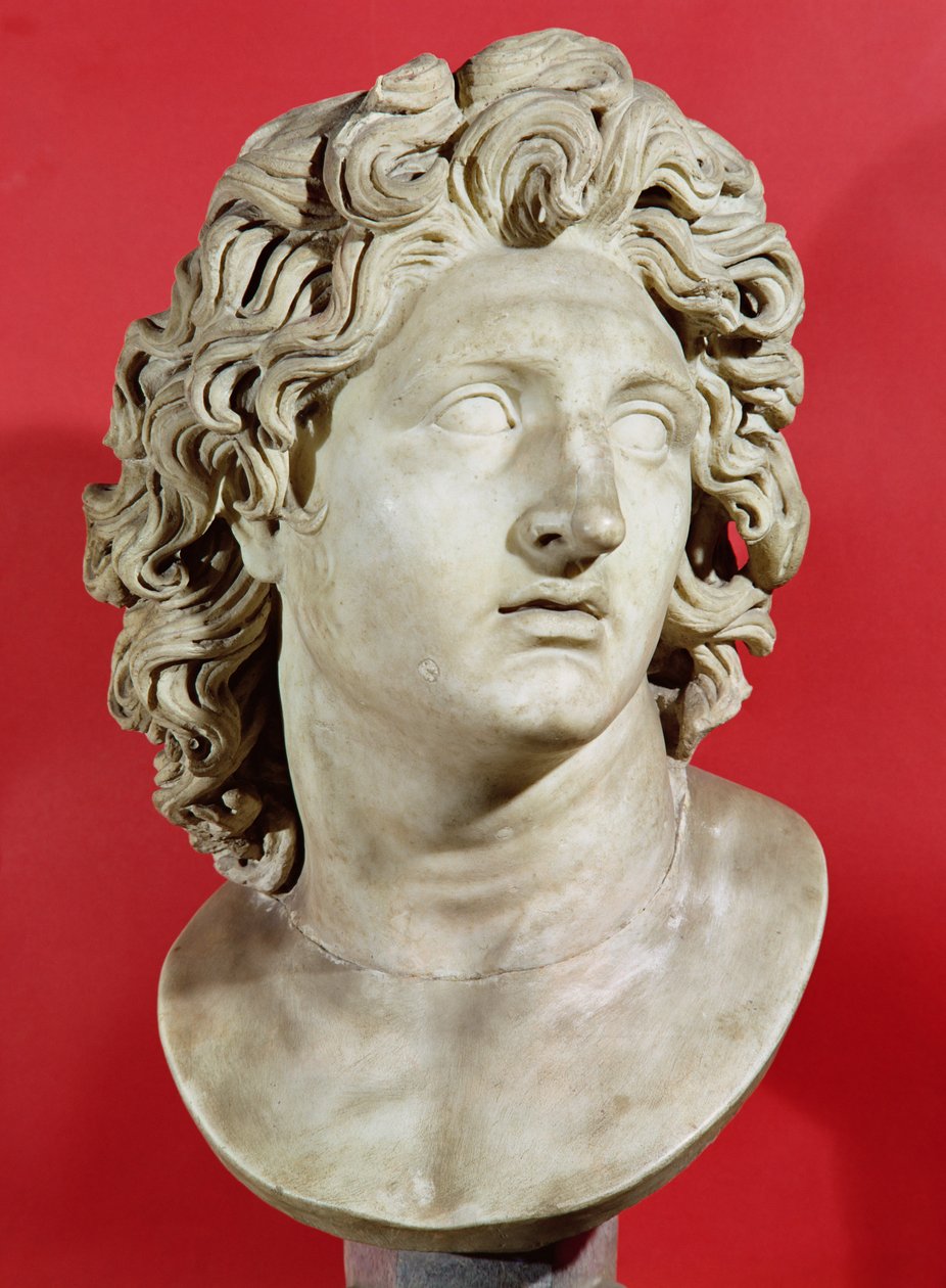 Büyük İskender (MÖ 356-323) Makedonya Kralı, Yunan orijinalinin Roma kopyası (mermer) by Roman