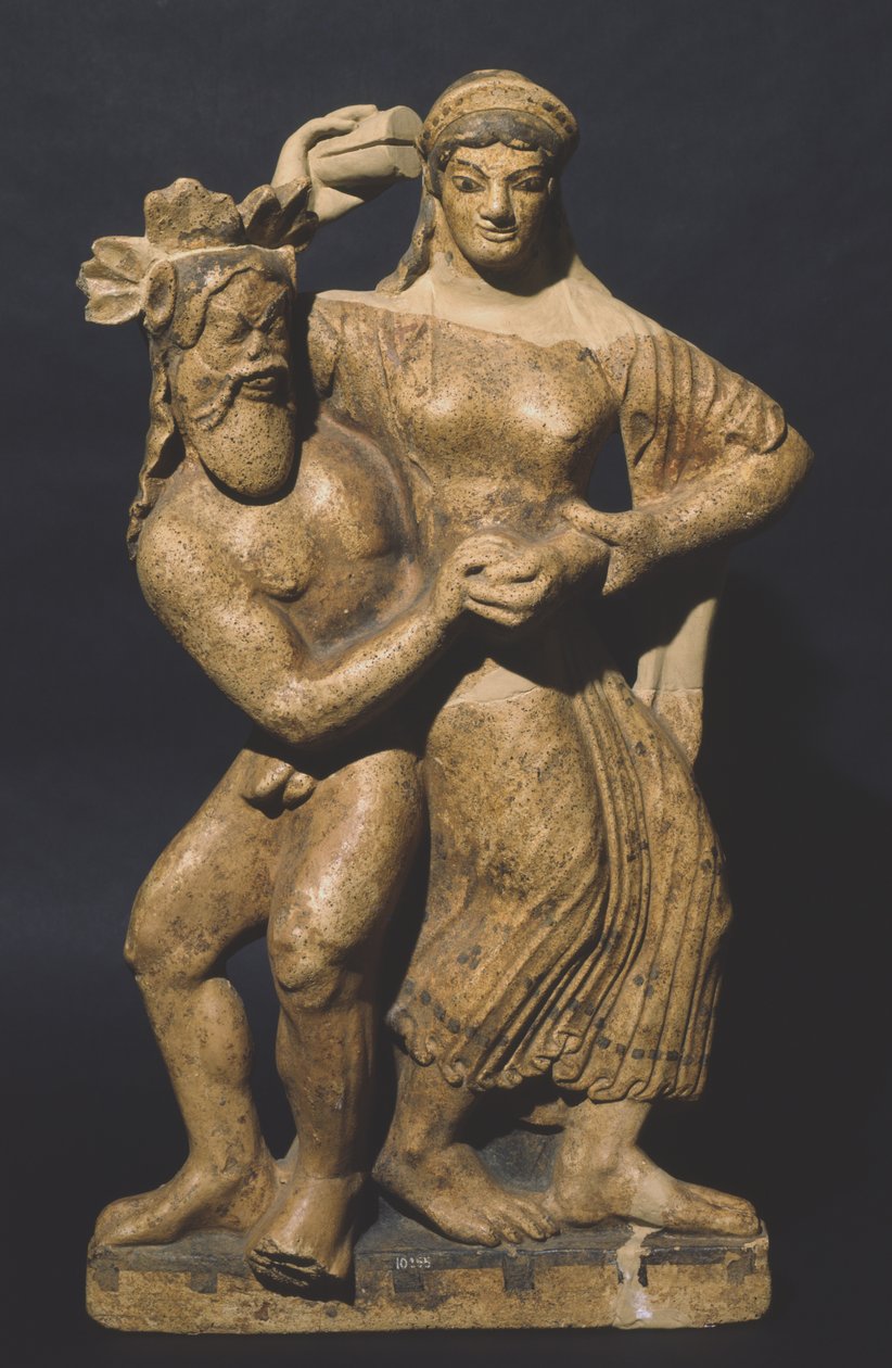 Bir maenad ve bir satir, Satricum'u tasvir eden antefix by Roman