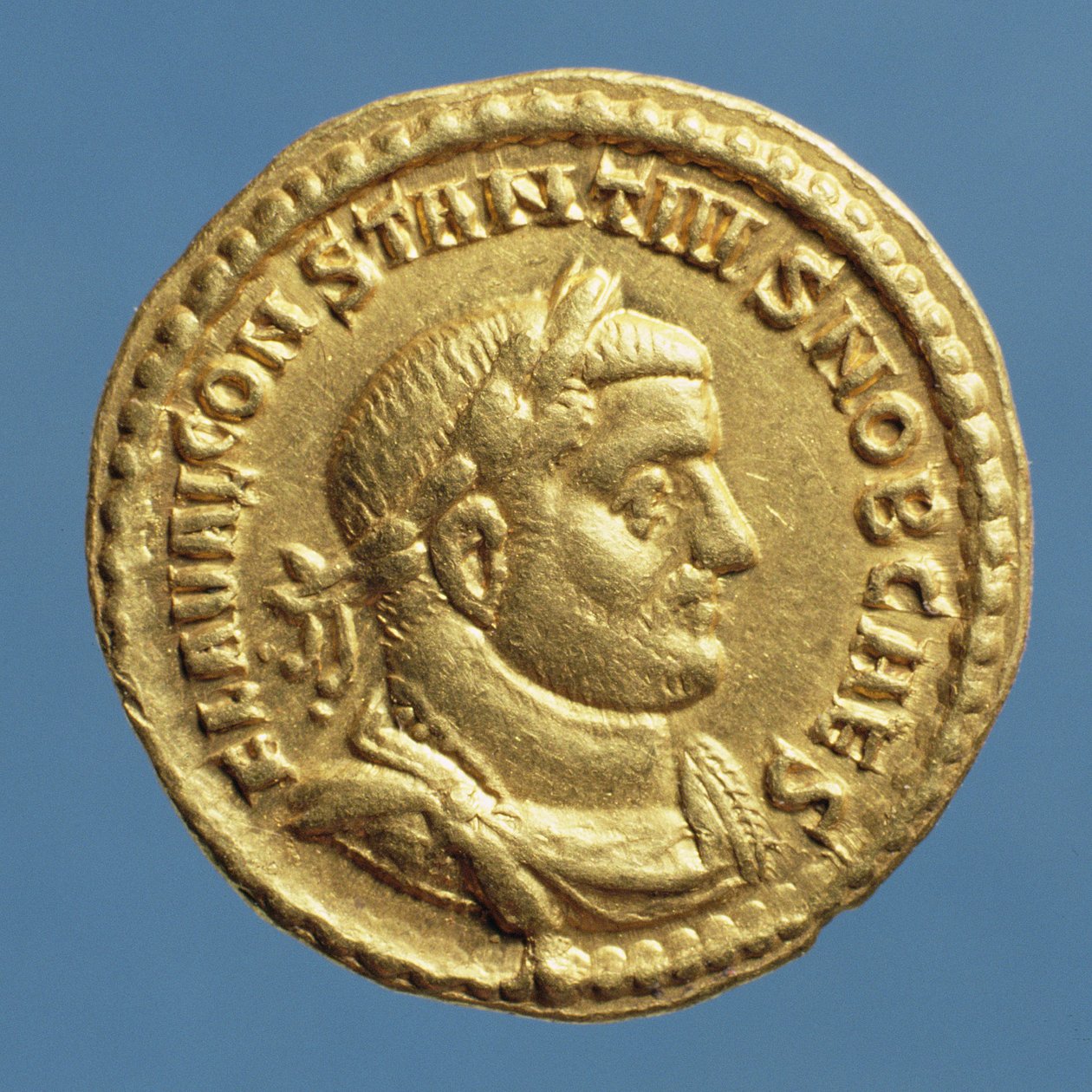 Aureus (ön yüz) Constantius I (Chlorus) Caesar (294-305) Augustus (305-306) Yazıt: FLA VAL CONSTANTIVS NOB CAES (altın) by Roman