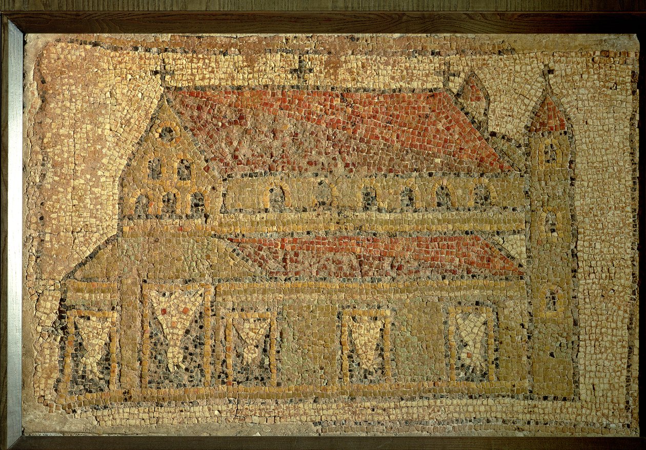 Hristiyan bazilikası, mozaik döşeme, Roma dönemi, MS 5. yüzyılın 2. yarısı (mermer, kireçtaşı, kumtaşı ve çanak çömlek) by Roman