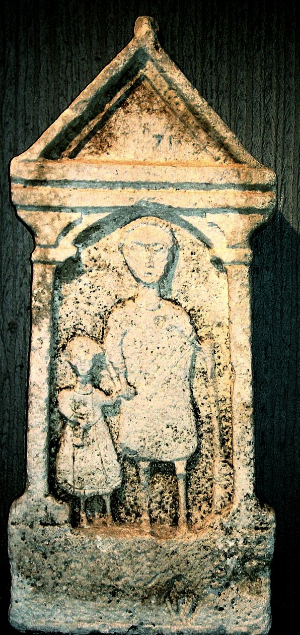 Bir baba ve oğlunu betimleyen mezar steli, 1.-2. yüzyıl by Roman