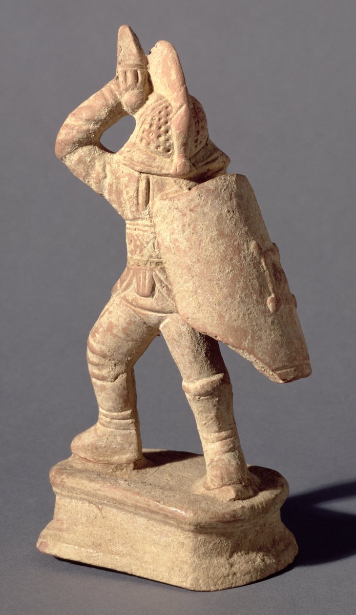 Samnit Zırhı giyen gladyatör, MS 1. veya 2. yüzyıl (kil) by Roman