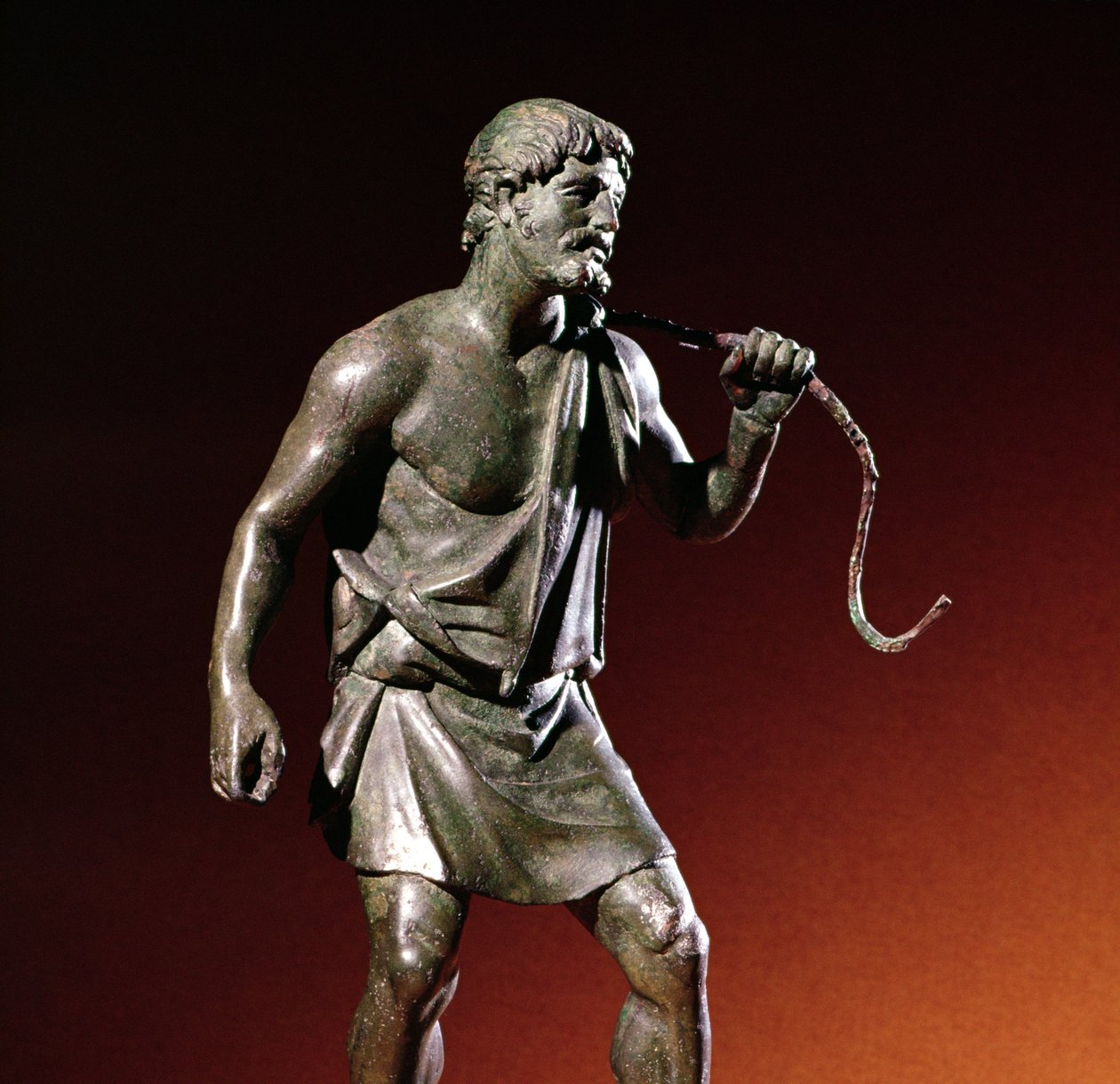 Bir su taşıyıcının Lararium heykelciği (bronz) by Roman