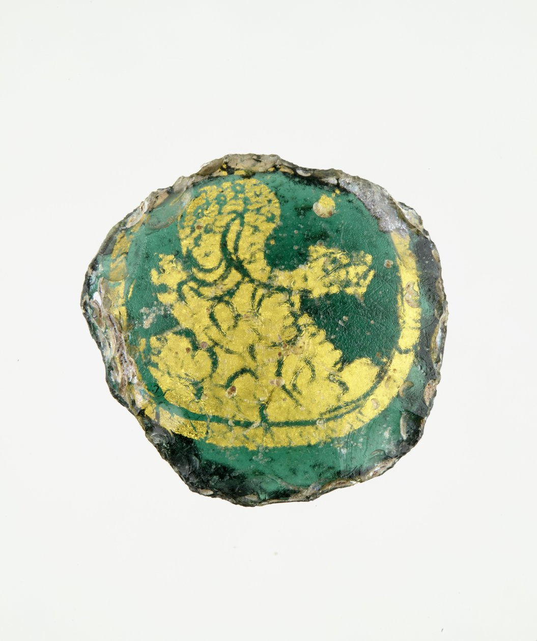 Kayaların üzerine sarılmış Babil Yılanı ile madalyon, MS 3.-4. yy (altın ve cam) by Roman
