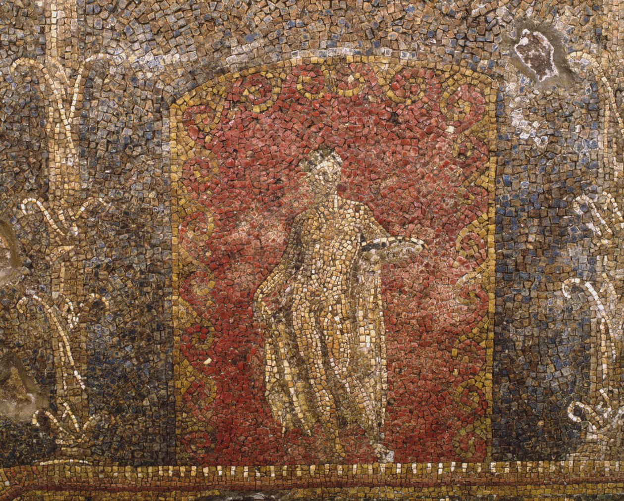 Mosaic from an ancient building below the barracks of the Cuirassiers at the Quirinale, Rome (mosaic) by Roman