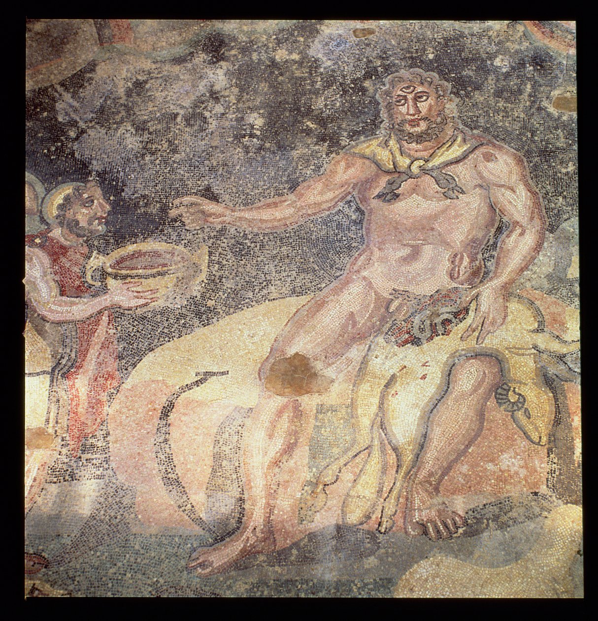 Polyphemus the Cyclops, Roma mozaiği, MS 4. yüzyılın başlarında (mozaik) by Roman