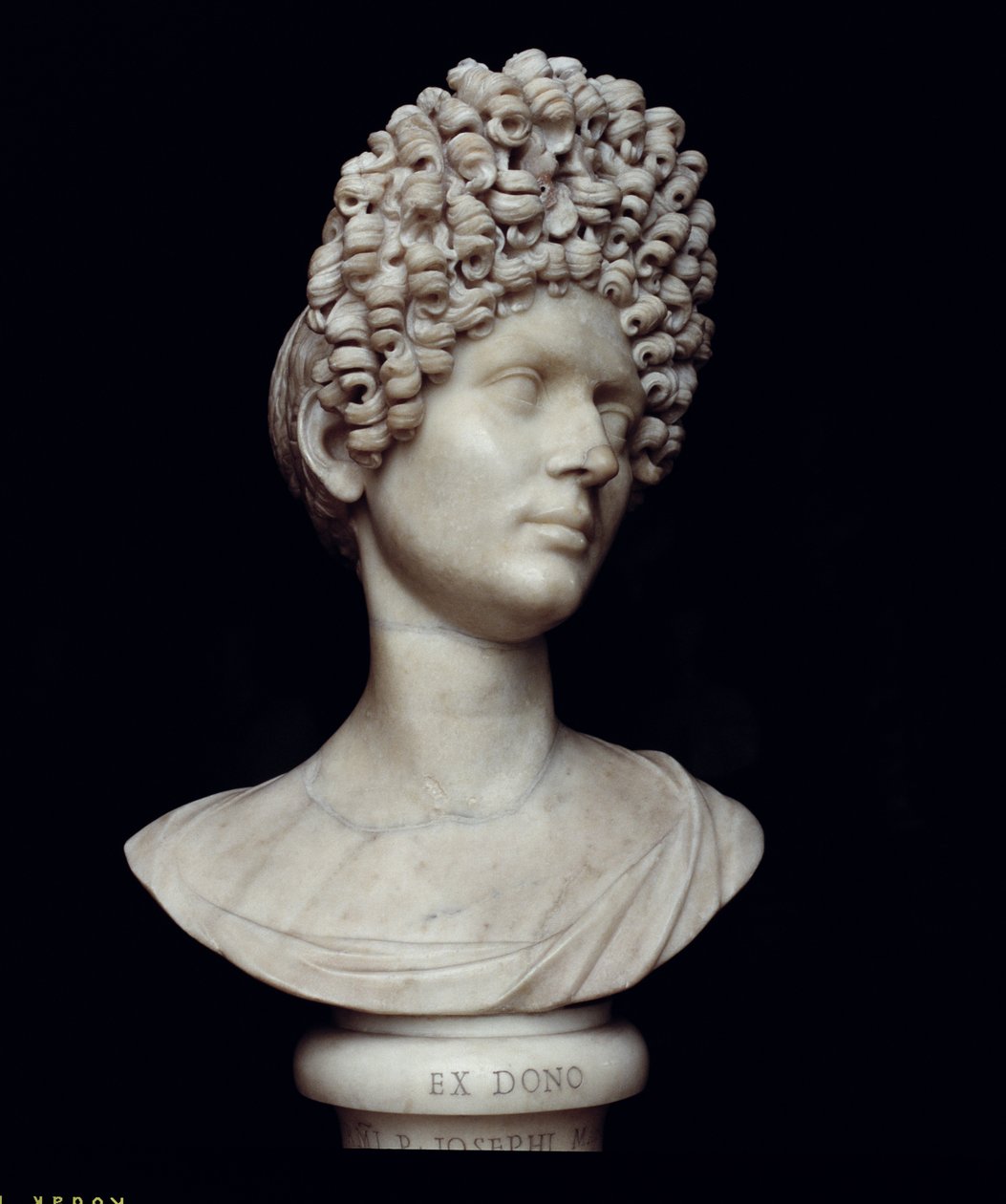 Flavius zamanında Romalı bir kadının portre büstü, MS 90 (mermer) by Roman
