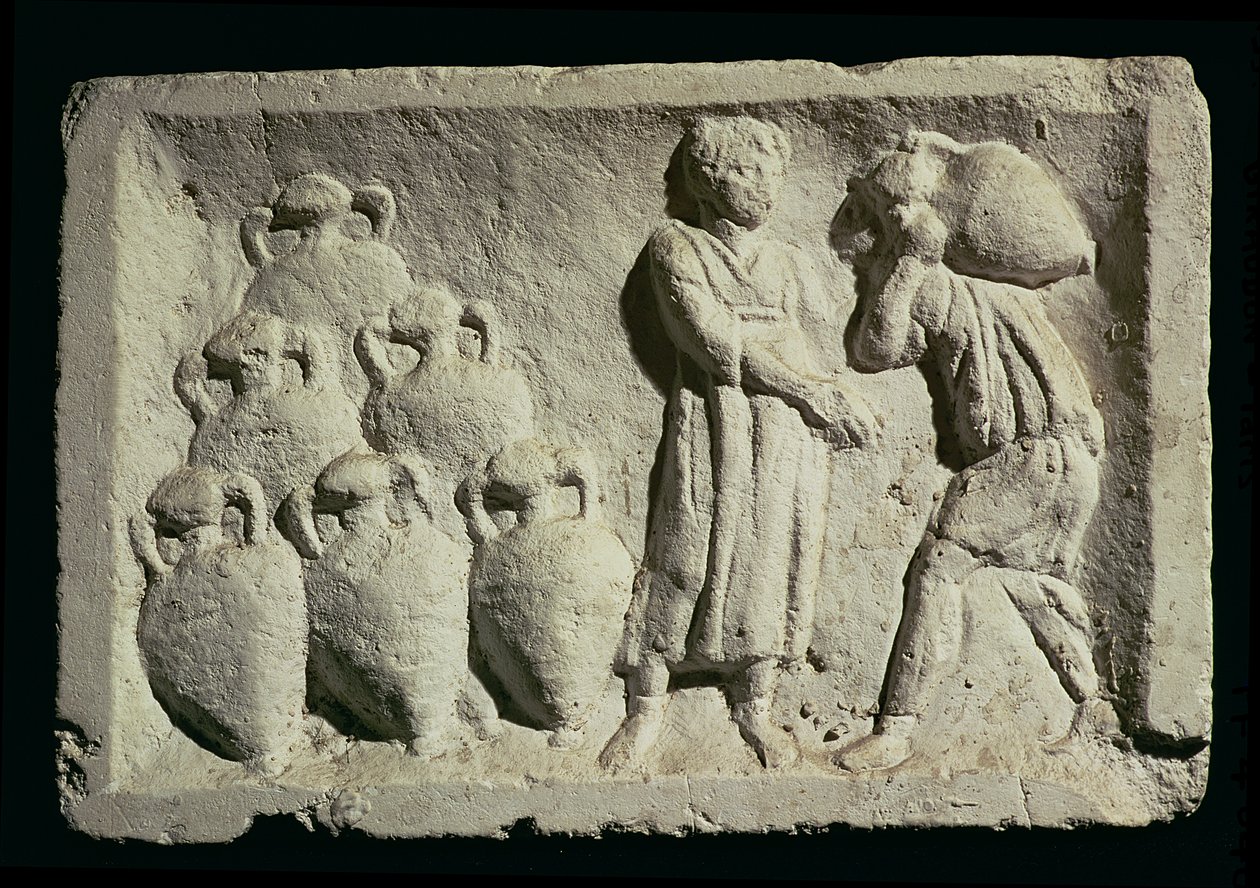 Şarap teslimatını gösteren kabartma by Roman
