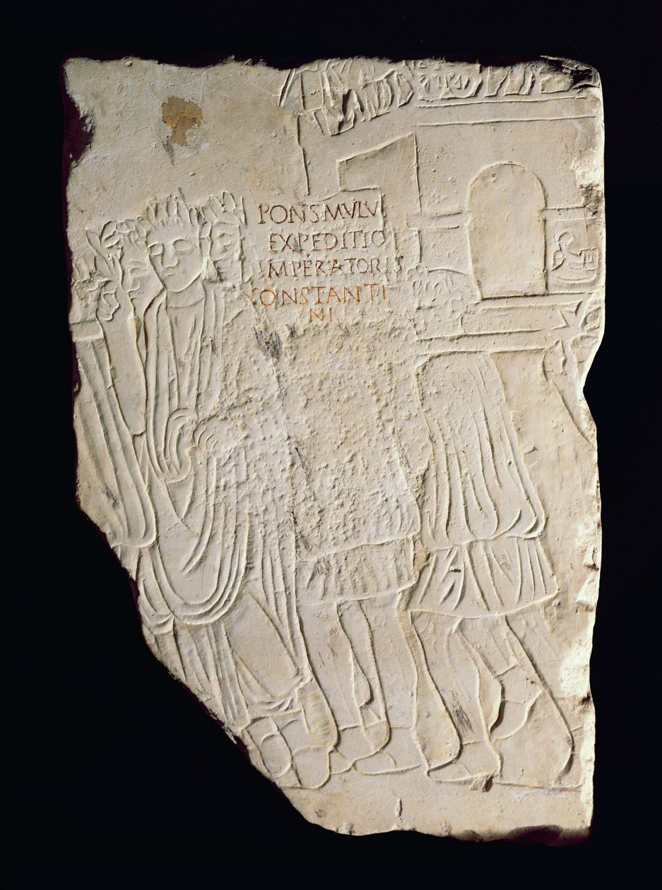 MS 312'de Büyük Konstantin'in (270-337) Maxentius'a (280-312) karşı kazandığı zaferi gösteren kabartma by Roman