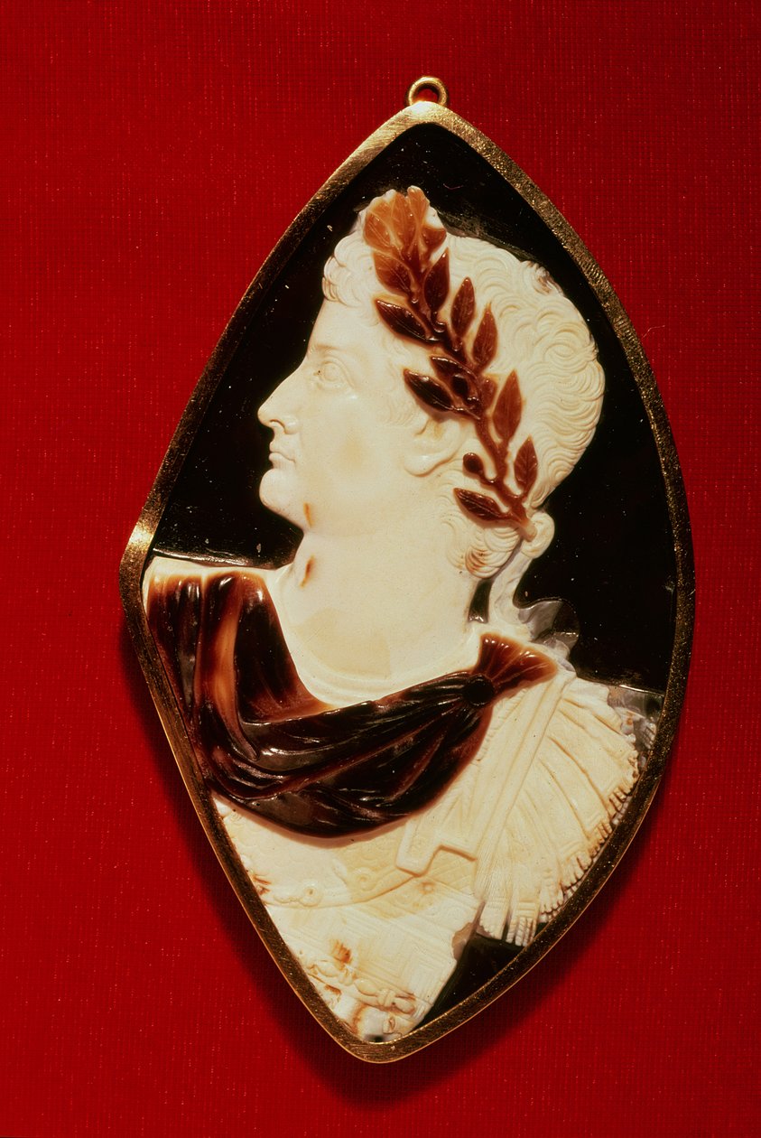 Tiberius (Claudius Nero) (42BC-37AD), MS 1. yüzyıl (sardonyx) profilini taşıyan Sardonyx Cameo by Roman