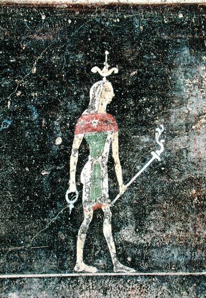 Ayakta duran tanrı, Mısır tarzı tablolarla süslenmiş bir tabliniumdan detay, MÖ 27-14 dolayları by Roman