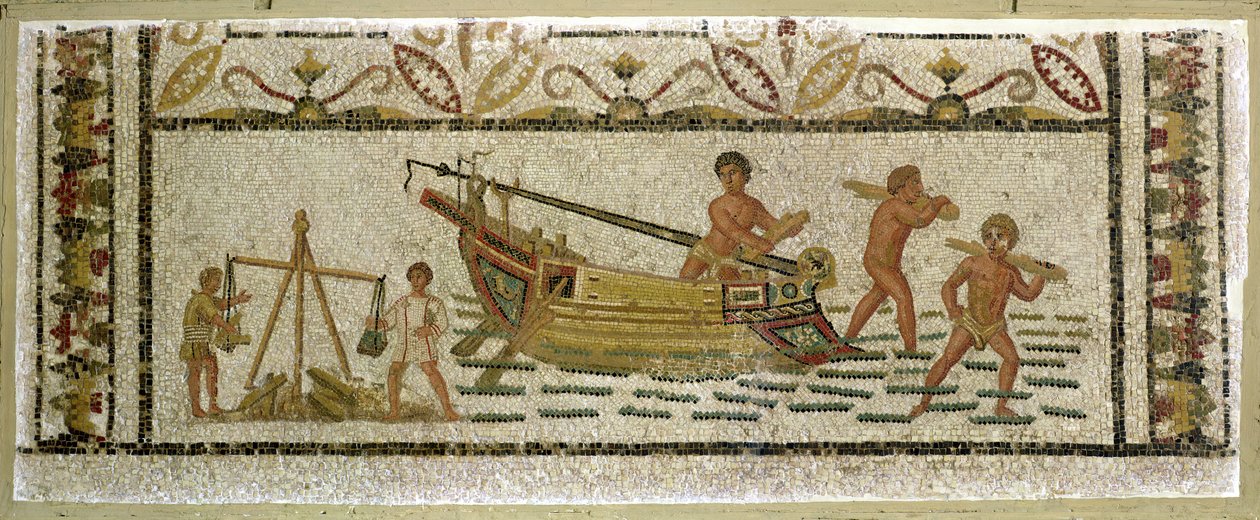 Bir geminin boşaltılması (mozaik) by Roman