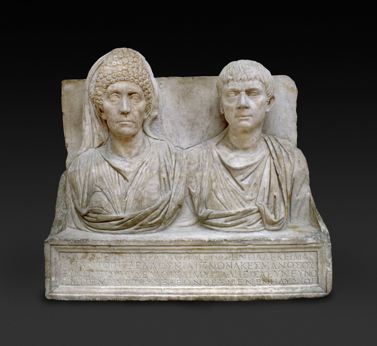 Claudius Agathemorus ve eşi Roma'nın mezar taşı, 1. yüzyıl sonu 2. yüzyıl başı (mermer) by Roman