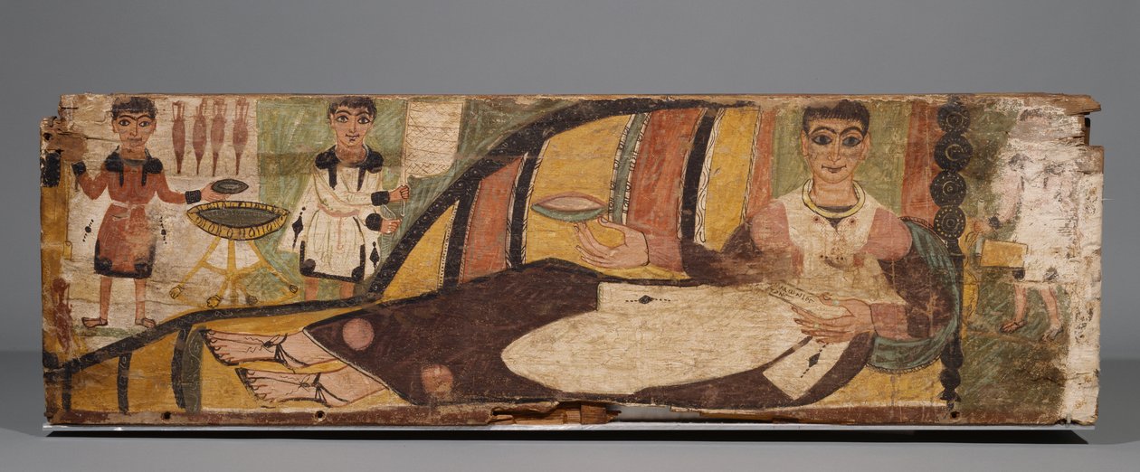 4. yüzyıla ait boyalı bir lahitten parçalar. by Roman Period Egyptian