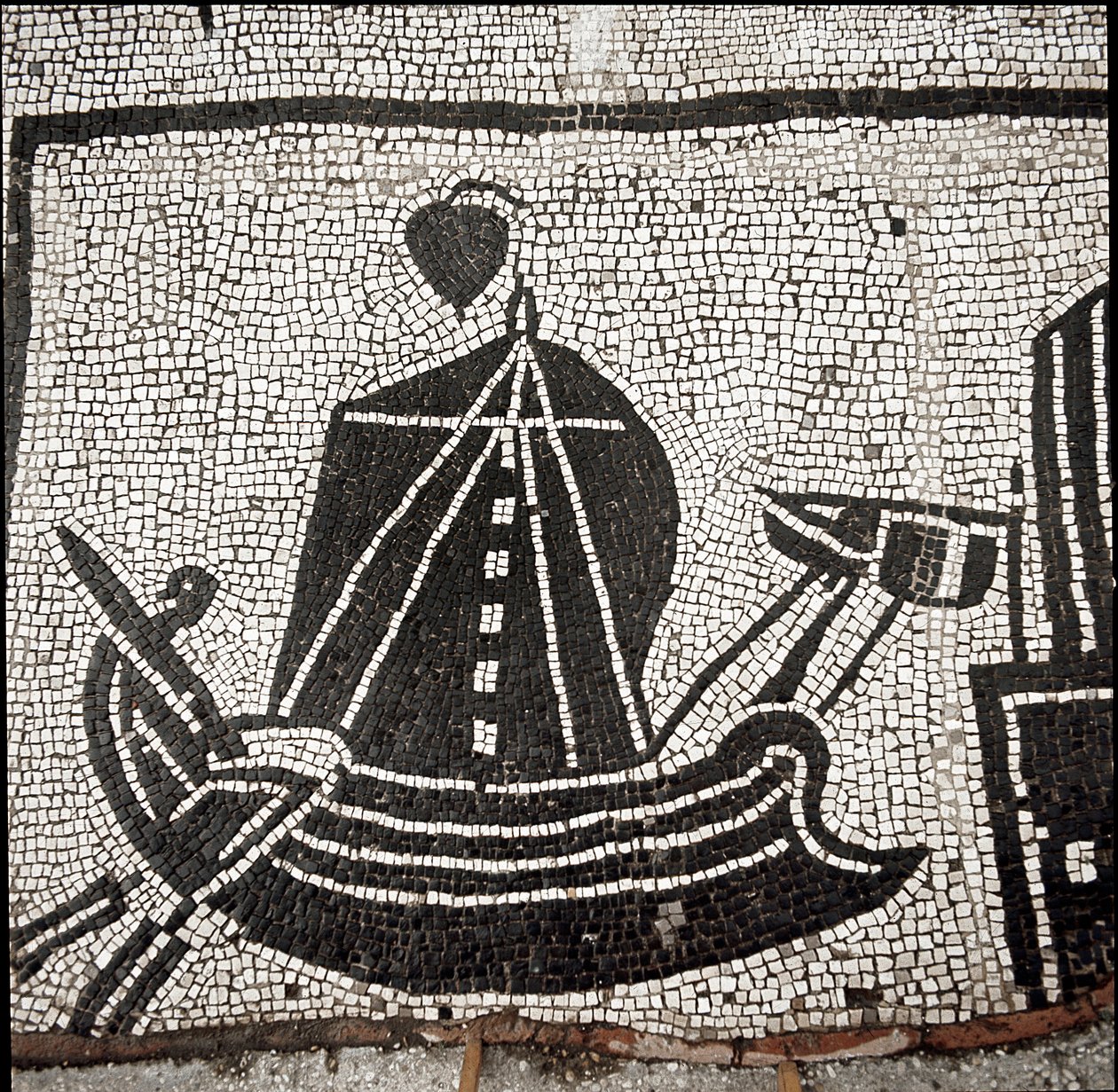 Ostia limanında bir gemi (mozaik by Roman
