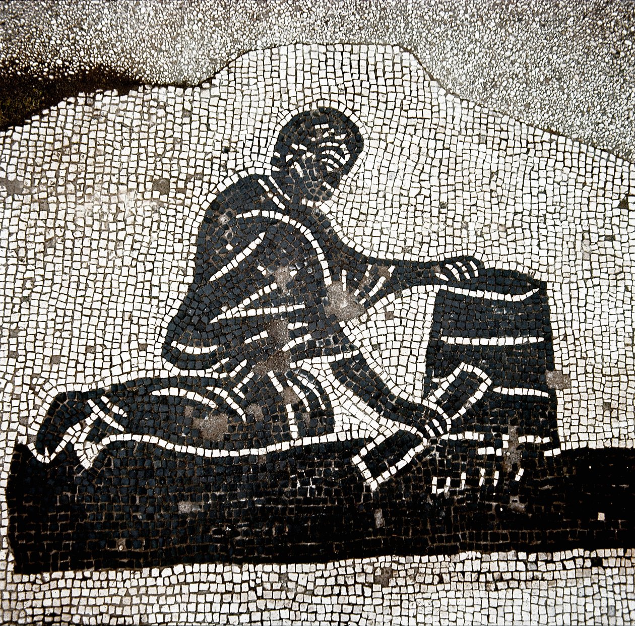 Bir kile dolduran bir işçi (mozaik by Roman