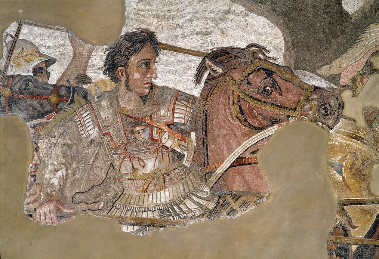 Büyük İskender (MÖ 356 - 323) atı Bucephale üzerinde. Faun Evi