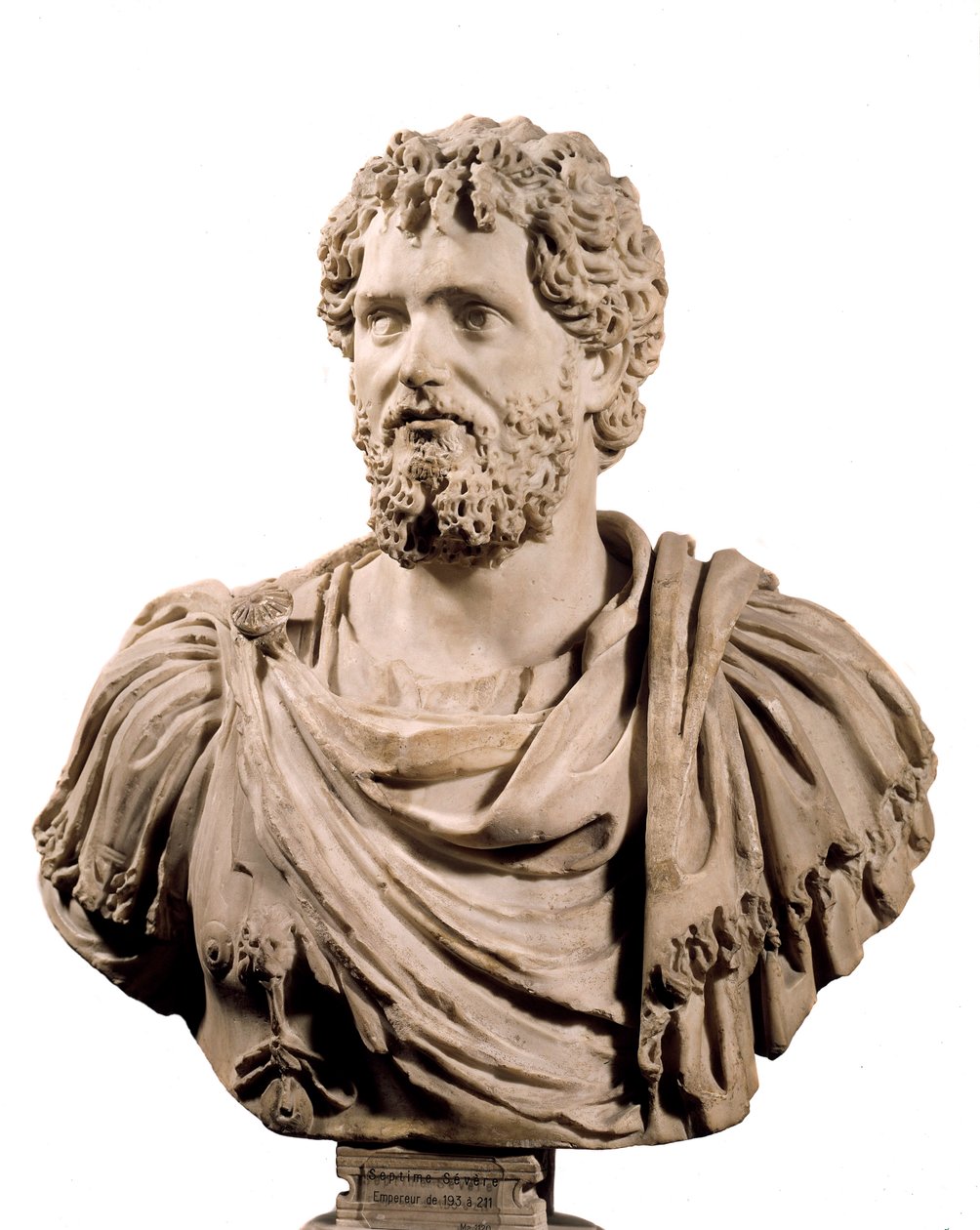 Art Rome: Roma İmparatoru Septime Şiddetli Büstü (imparator 193 - MS 211). Paris, Louvre Müzesi by Roman
