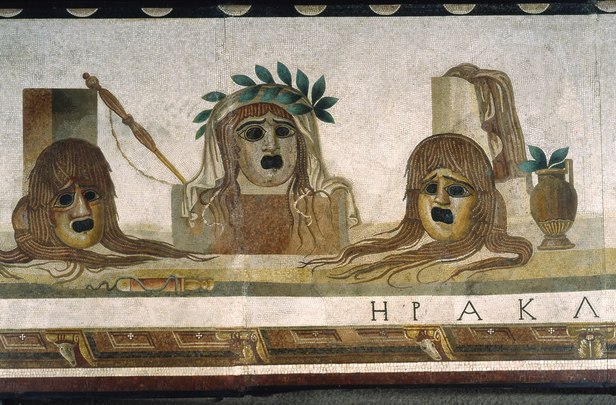 “Asarotos” (Zemin süpürülmemiş) Haraklıton'un Roma'dan imzaladığı mozaik parçaları, MS 2. yüzyıl, Roma by Roman