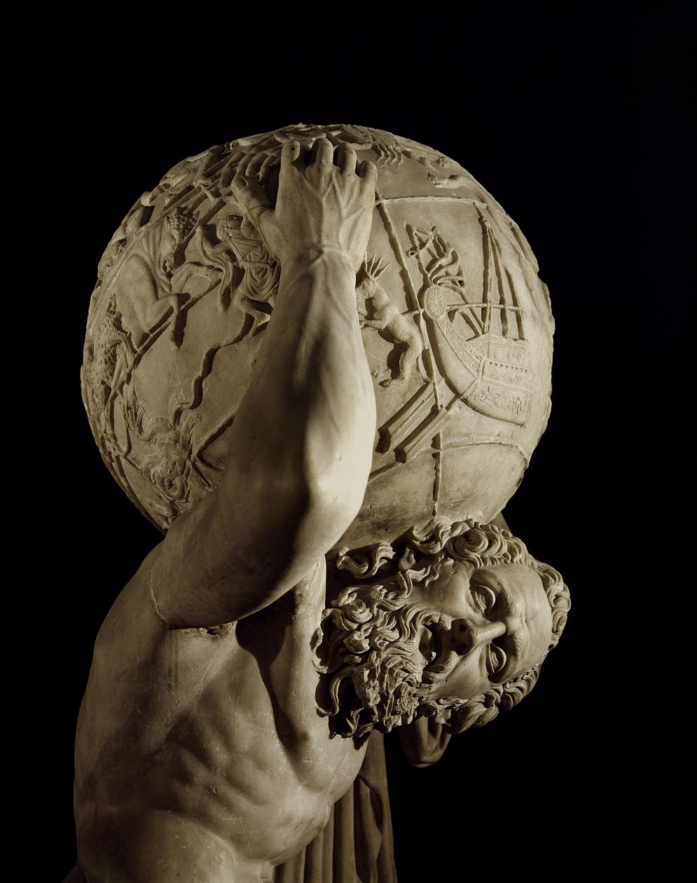 Atlas, bir Yunan Helenistik orijinalinin kopyası (mermer) (detay) by Roman