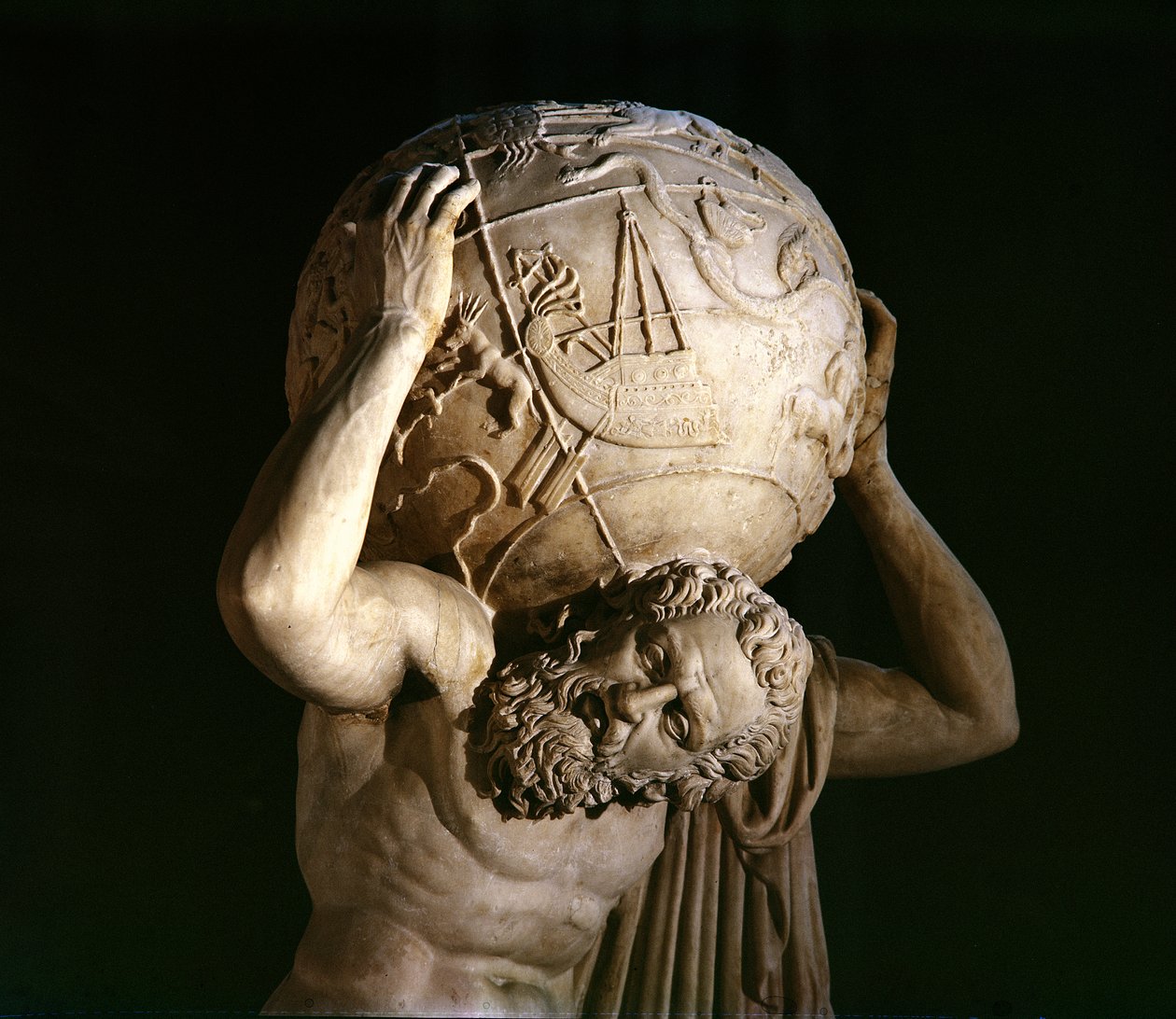 Atlas, bir Yunan Helenistik orijinalinin kopyası (mermer) (detay) by Roman