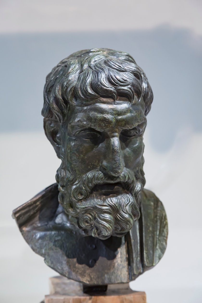 Epikuros büstü (bronz) by Roman