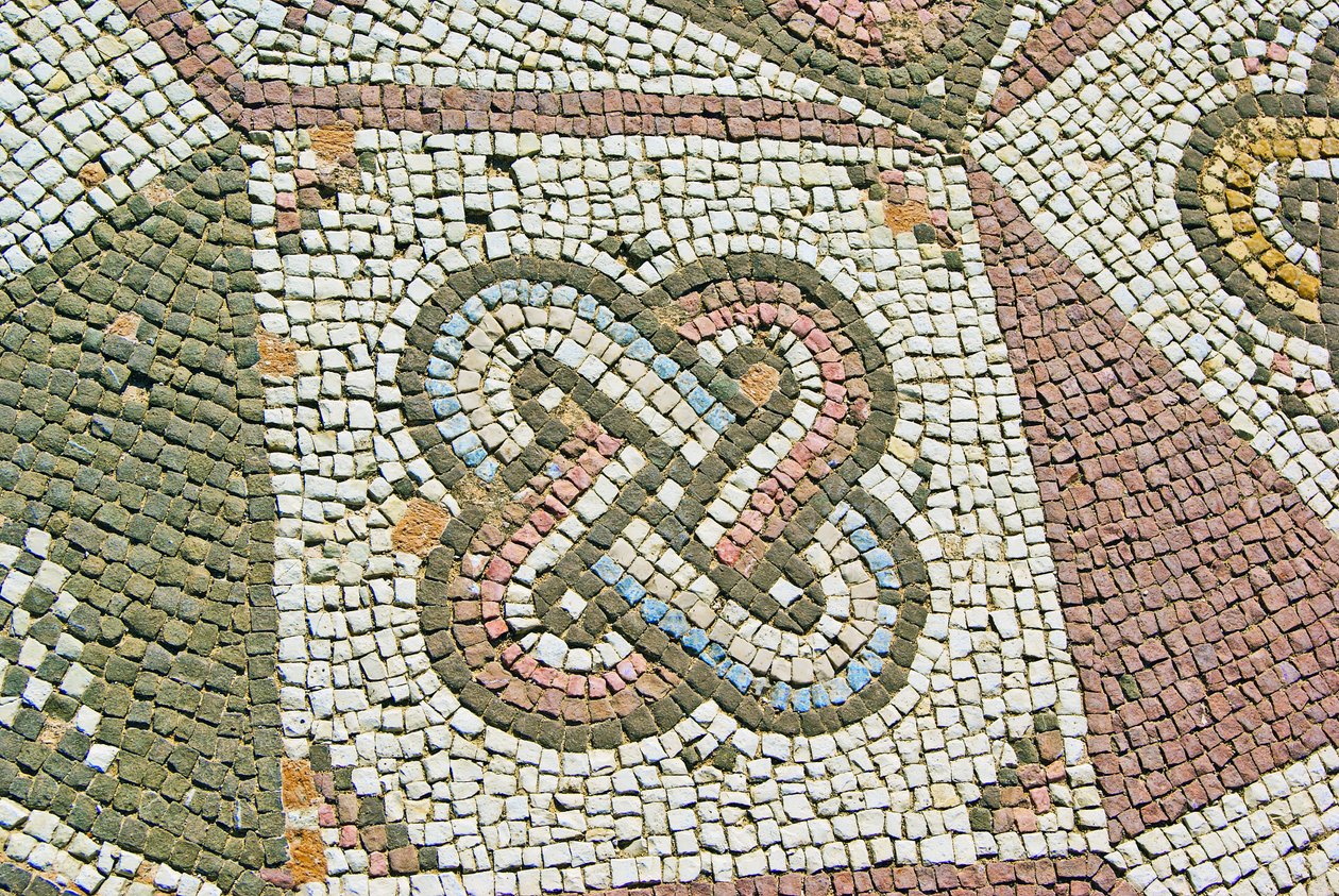 Gordian Düğümünün Detayı, Theseus Evi, Baf, Kıbrıs mozaiği by Roman