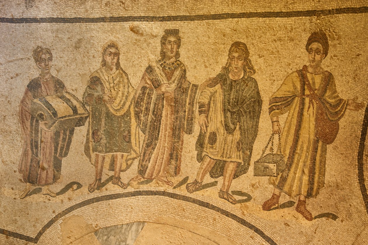 Termale giriş, zemin mozaiği, Villa Romana del Casale, Piazza Armerina, Sicilya, İtalya (fotoğraf) by Roman