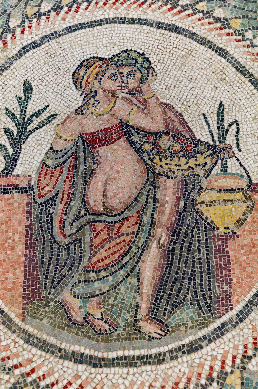 Eros ve Psyche. 3. - 4. yüzyıl. Casale Roma Villası, Sicilya (mozaik) by Roman
